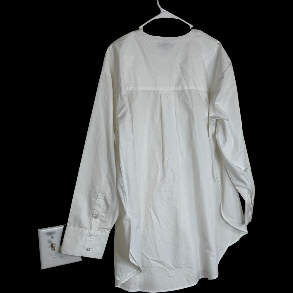 Roaman's White Pintuck Split Neck Tunic Blouse Plus Size 24W Long Sleeve - Picture 3 of 11